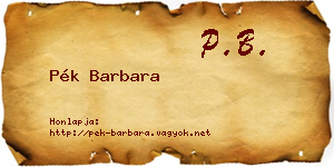 Pék Barbara névjegykártya